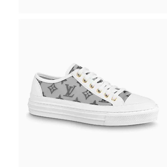 Louis Vuitton White Monogram Mesh And Leather Stellar Lace Up Sneakers - Picture 3 of 16